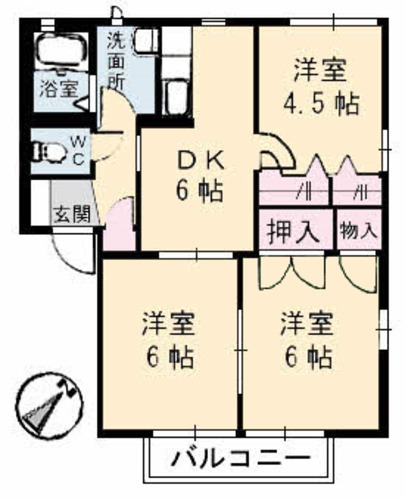 呉市広両谷のアパートの間取り