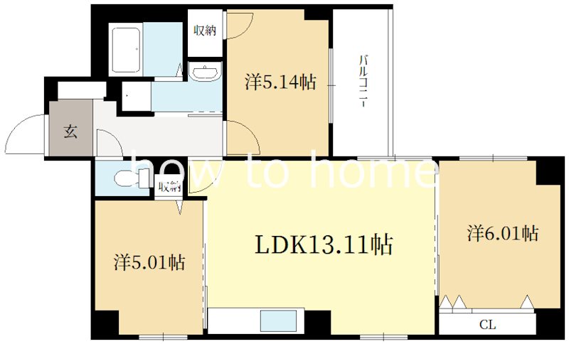 京都市中京区九町目のマンションの間取り