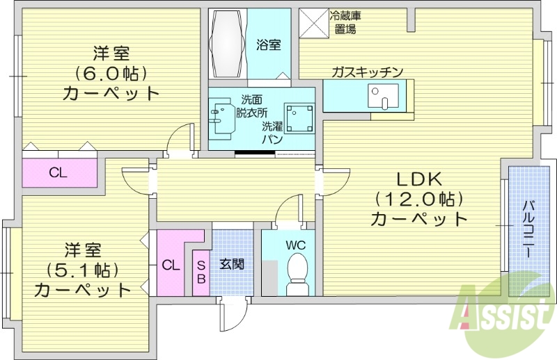 クリスタルリバー五番館の間取り