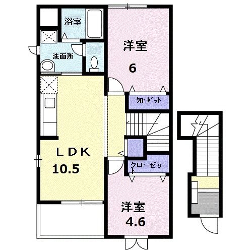 足利市五十部町のアパートの間取り