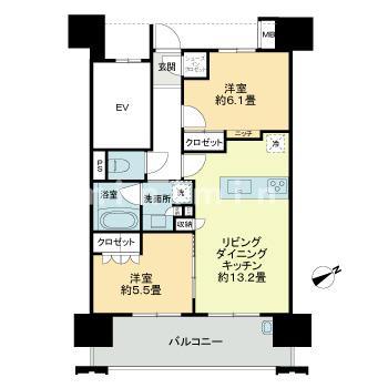 熊本市中央区西阿弥陀寺町のマンションの間取り