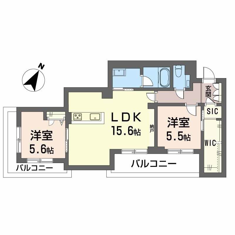 倉敷市笹沖のマンションの間取り