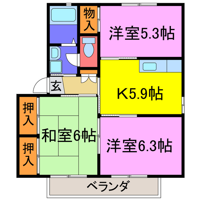 宍粟市山崎町庄能のアパートの間取り