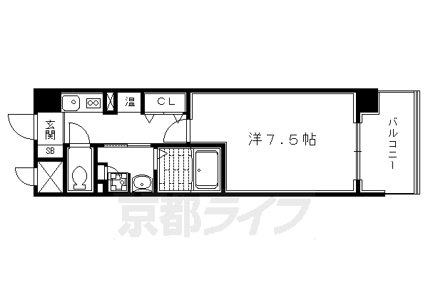 京都市左京区田中東高原町のマンションの間取り