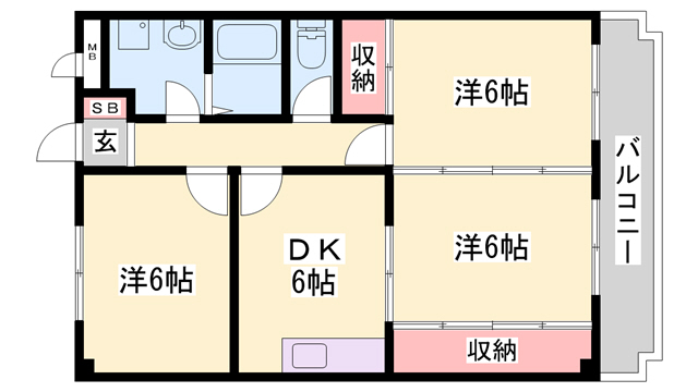 加古郡播磨町大中のマンションの間取り