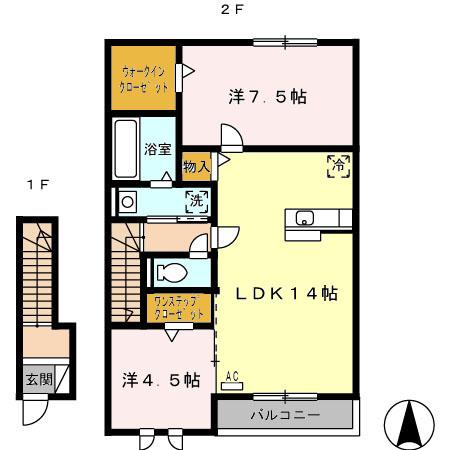 砺波市鍋島のアパートの間取り