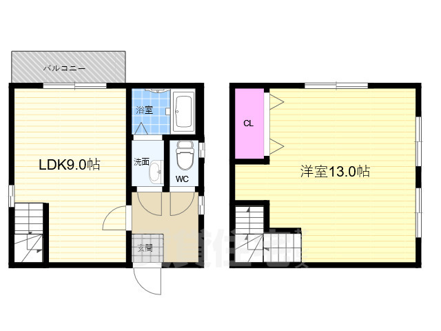 京都市右京区西院南高田町のマンションの間取り