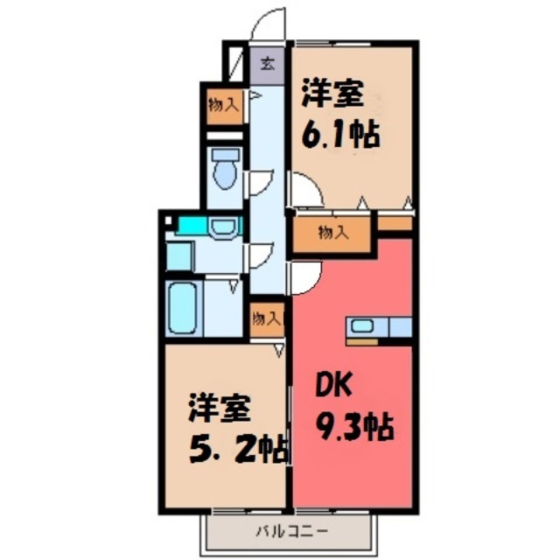 筑西市稲野辺のアパートの間取り