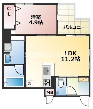 熊本市東区神園のマンションの間取り