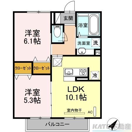 横浜市緑区長津田みなみ台のアパートの間取り