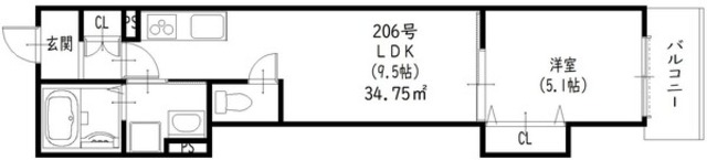 大阪市鶴見区中茶屋のアパートの間取り