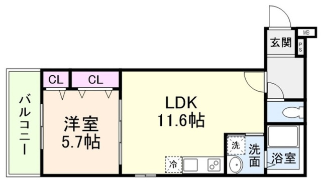 大阪市東住吉区中野のアパートの間取り