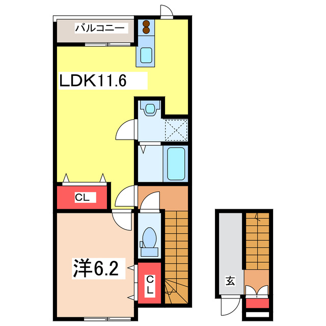 新潟市中央区田中町のアパートの間取り