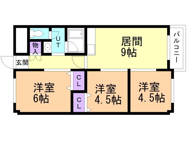 札幌市厚別区大谷地東のマンションの間取り