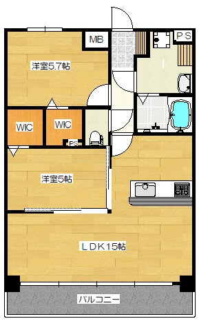 筑紫野市二日市西のマンションの間取り