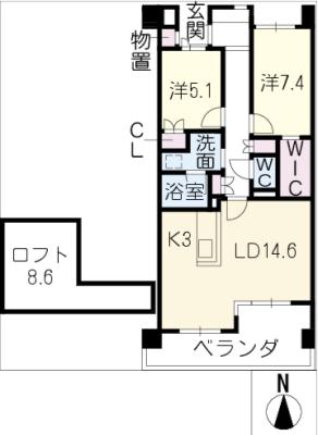 グランドメゾン駈上テラス６０５の間取り