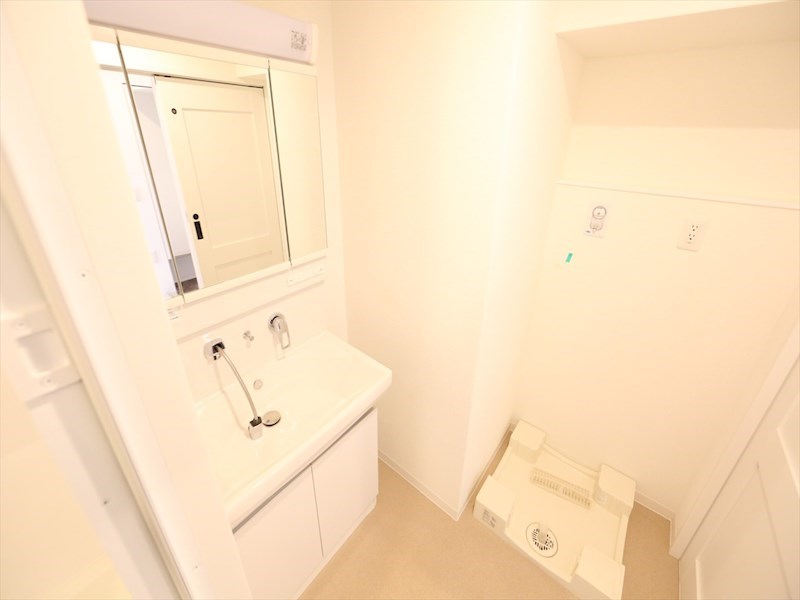 洗面設備　脱衣所　独立洗面台（シャンプードレッサー付）収納スペース有