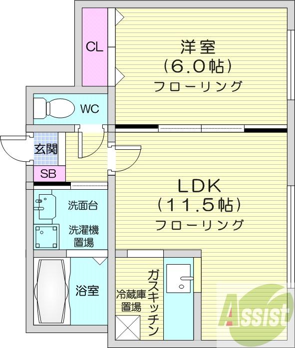 地下鉄南北線 北３４条駅 徒歩1分 4階建 築26年の間取り写真
