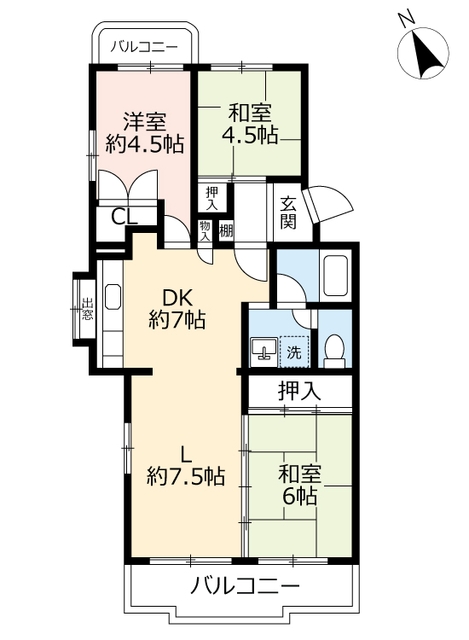 地下鉄空港線 藤崎駅 徒歩14分 5階建 築39年の間取り写真