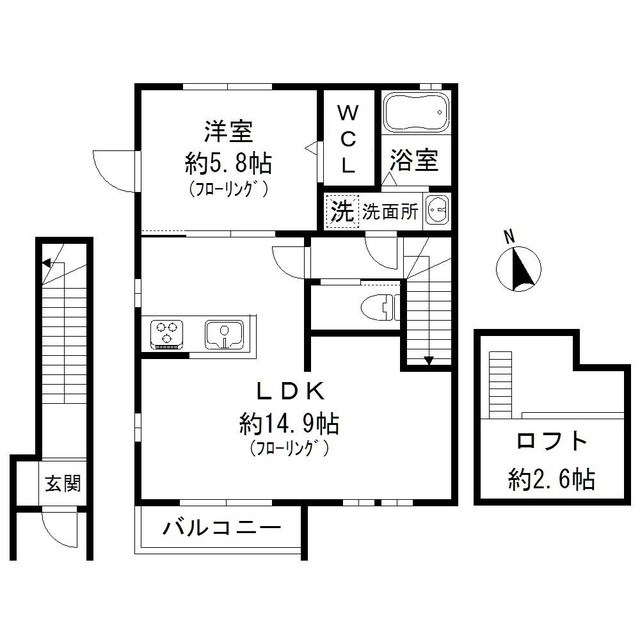 京王井の頭線 高井戸駅 徒歩7分 2階建 築7年の間取り写真