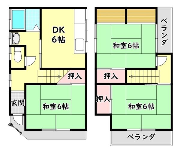 大阪府寝屋川市上神田１（一戸建）の賃貸物件の間取り