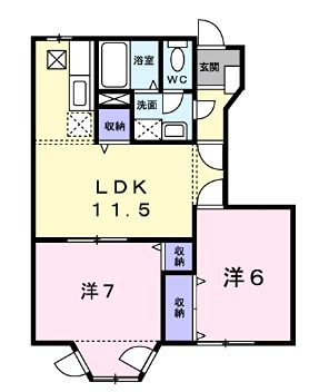 姫路市大津区平松のアパートの間取り