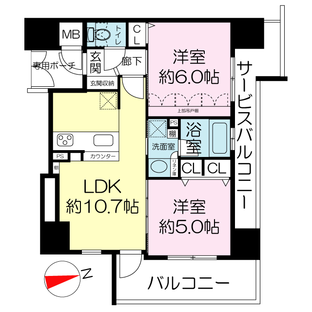 高槻市上田辺町のマンションの間取り