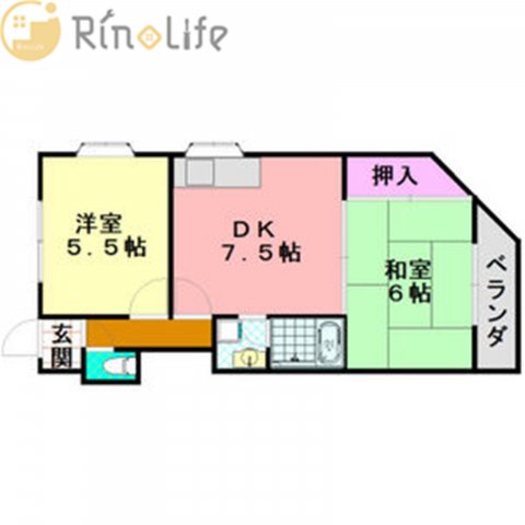 八尾市山本高安町のマンションの間取り