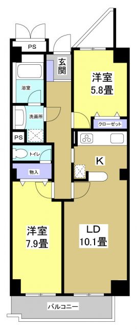 浜松市中央区富塚町のマンションの間取り