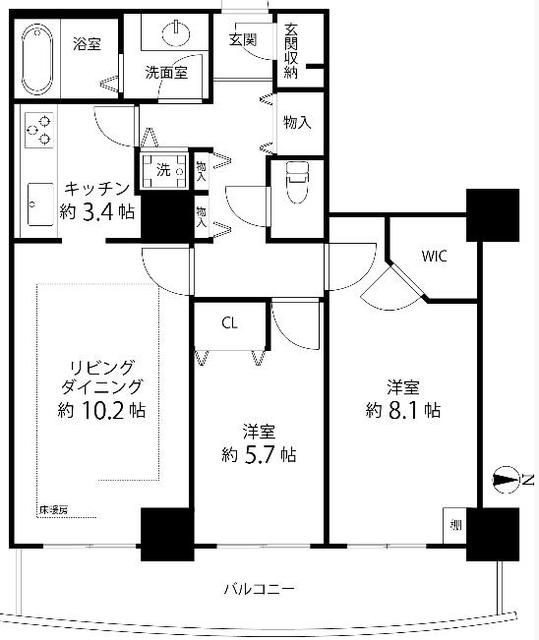 新宿区河田町のマンションの間取り