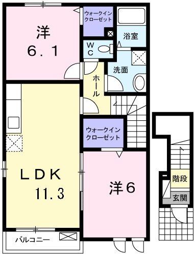 広島市安佐北区白木町大字井原のアパートの間取り