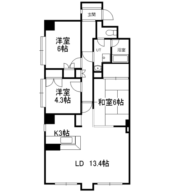 ローヤルハイツ南9条I号館の間取り