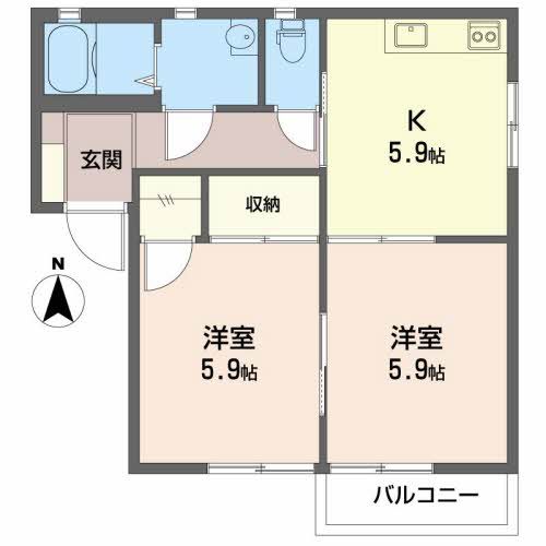 鯖江市舟津町のアパートの間取り