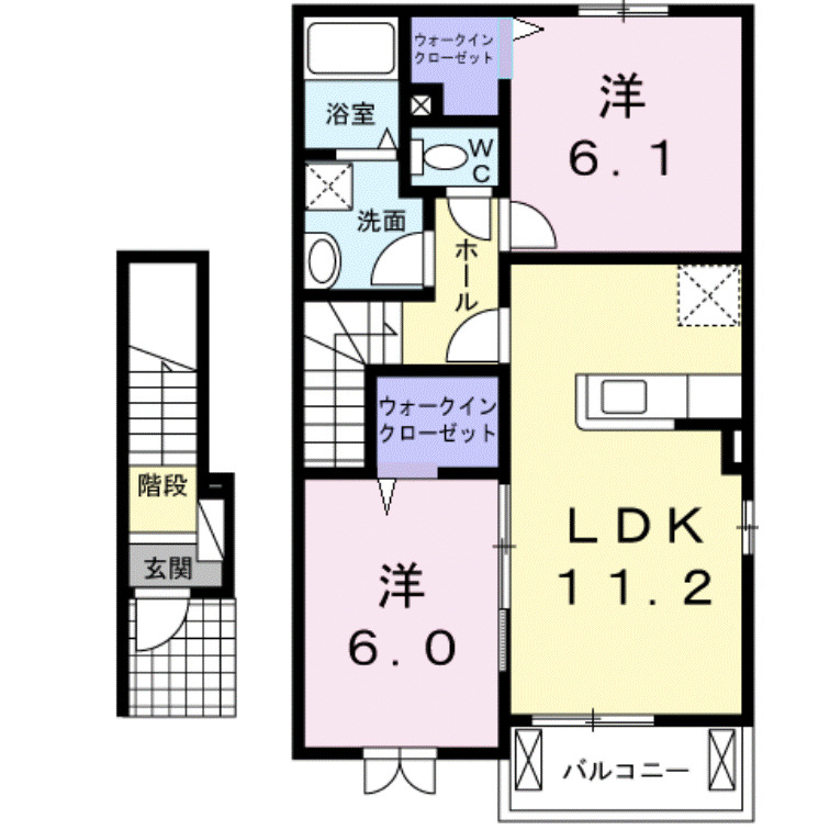 【米子市富益町のアパートの間取り】