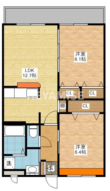 諫早市長田町のアパートの間取り