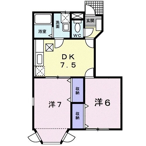 岩国市牛野谷町のアパートの間取り