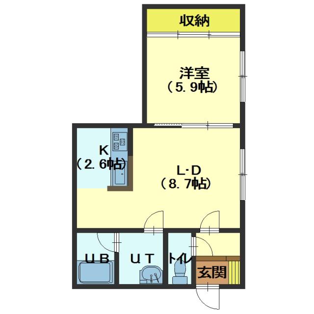 函館市広野町のアパートの間取り