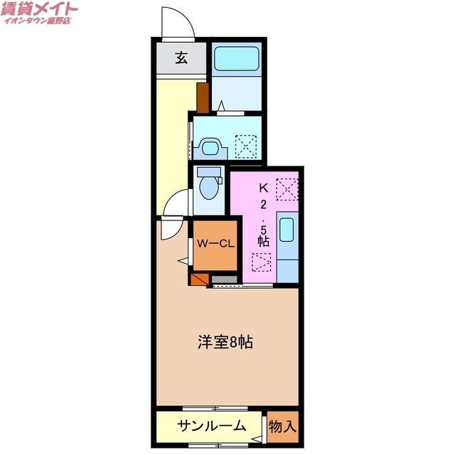 員弁郡東員町大字山田のアパートの間取り