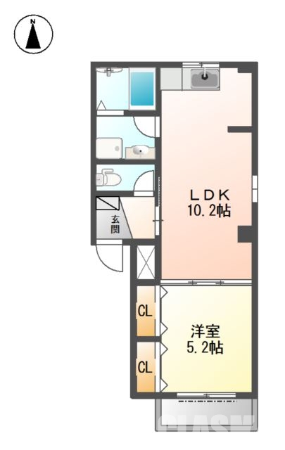 川西市下財町のアパートの間取り