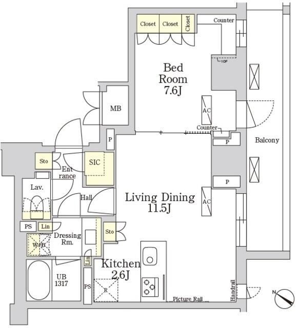 【港区南麻布のマンションの間取り】