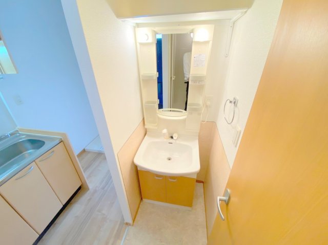 洗面設備　人気の独立洗面所にはうれしいシャンプードレッサーが付いてます