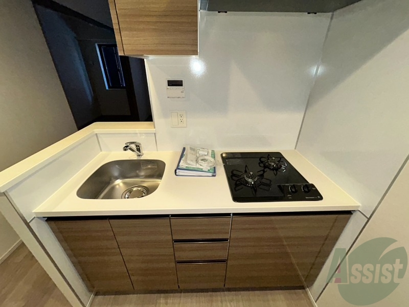 キッチン　ガスコンロが２口付いているので料理もしやすいです。