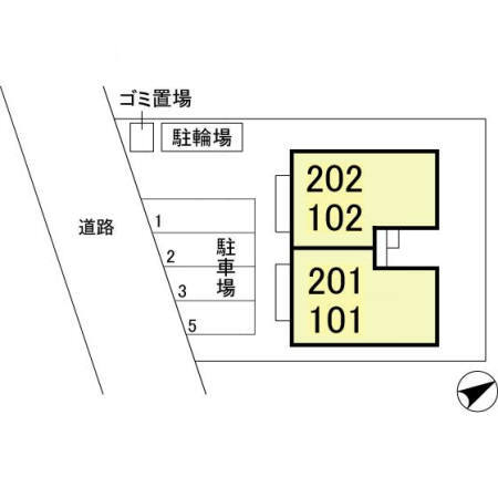 その他　全戸角部屋の２０１号室です