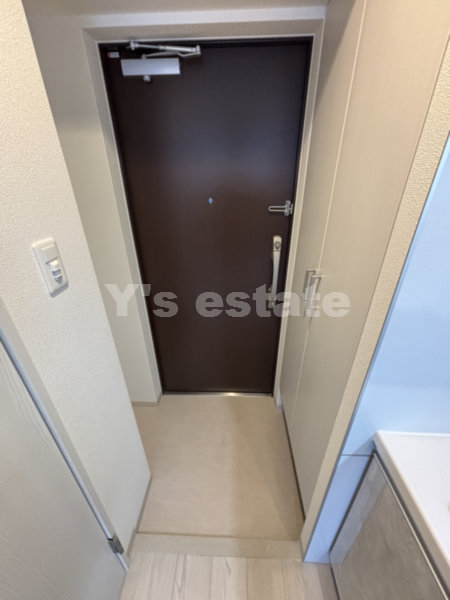 玄関　建具カラー　奇数階:ホワイトアッシュ　偶数階:ウォルナット