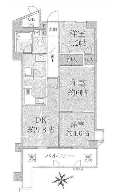 ライオンズマンション生駒第2の間取り写真