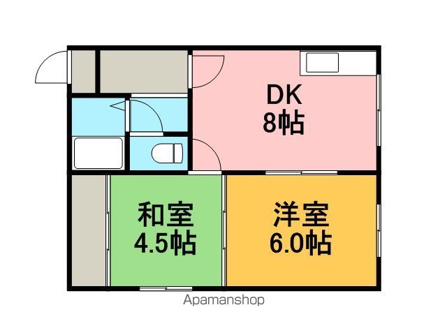 ＪＲ函館本線 手稲駅 バス乗車時間：8分 最寄りバス停で下車 徒歩2分 2階建 築39年の間取り写真