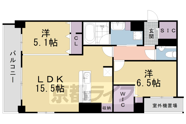 京都市東山区五軒町のマンションの間取り