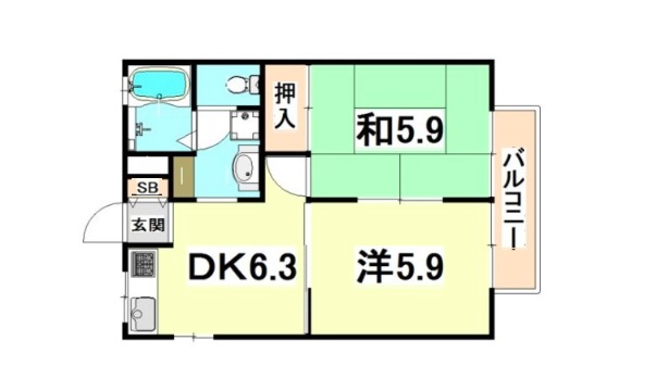 神戸市東灘区魚崎中町のアパートの間取り