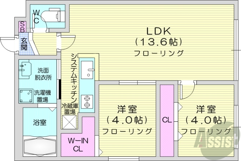 【シティレジデンス北３０条の間取り】