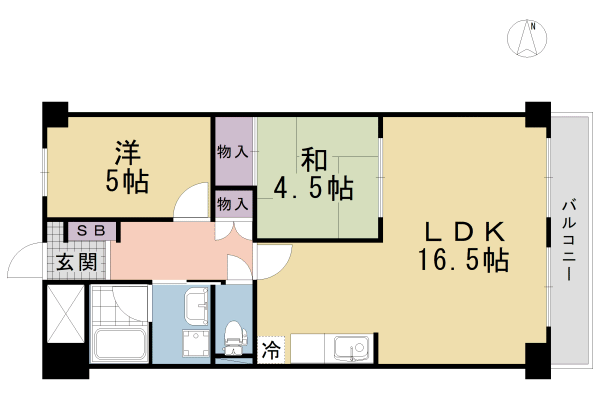 伏見日光ハイツ２号棟の間取り